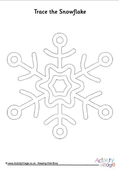 Snowflake tracing page Snowflake Tracing, Snowflake Coloring Pages, Activity Village, Pencil Control, Keeping Kids Busy, Simple Snowflake, Writing Center, Dotted Line, Business For Kids