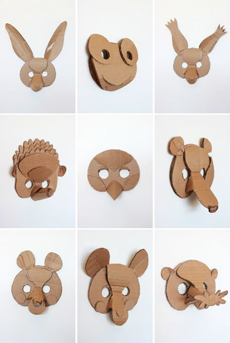 The House That Lars Built.: 2 DIY animals masks Animal Mask Templates, Diy With Kids, Diy Animals, Cardboard Animals, Cardboard Mask, The Mask Costume, Masks Halloween, Animal Mask, Diy Costumes Kids