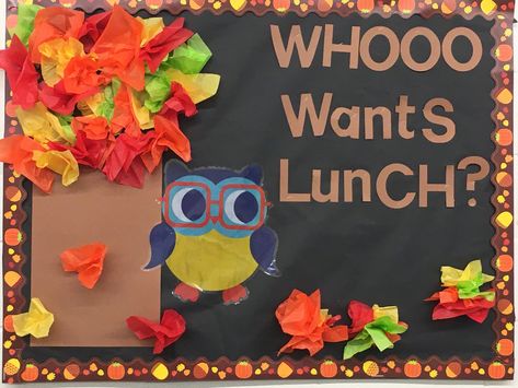 Back To School Cafeteria Bulletin Board Ideas, Elementary Cafeteria Decorations, Fall Cafeteria Bulletin Board Ideas, Fall Bulletin Board Ideas For School, Kitchen Bulletin Boards, Cafeteria Decorations, School Cafeteria Decorations, Cafeteria Bulletin Boards, Daycare Bulletin Boards