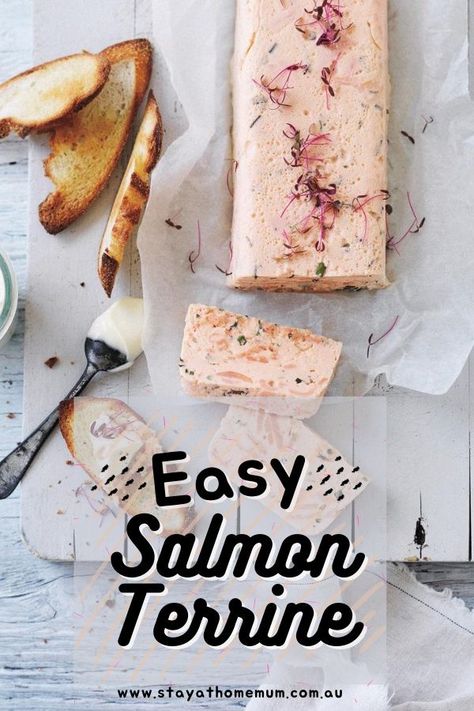 Salmon Starters Christmas, Seafood Starters Ideas, Salmon Terrine Recipes, Salmon Starter, Salmon Terrine, Christmas Starters, Terrine Recipe, Serving Buffet, Stay At Home Mum