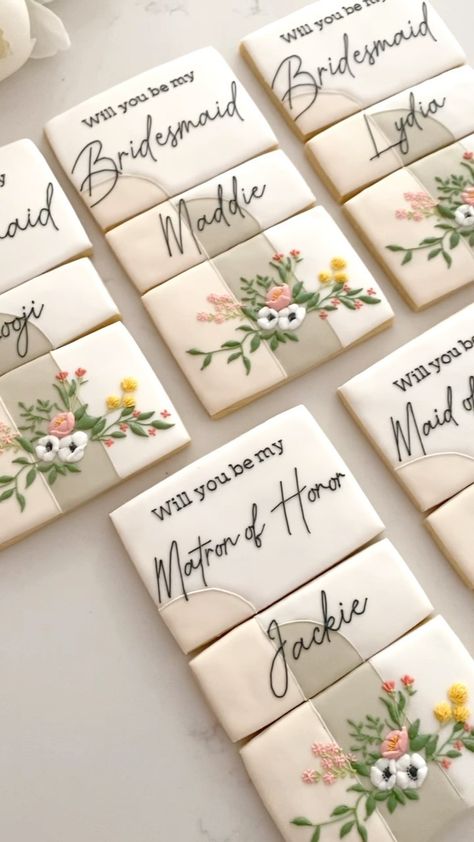 Bridesmaid Proposal Cookies Boho, Bridesmaid Cookies Decorated, Will You Be My Bridesmaid Cookies, Be My Bridesmaid Cookies, Bridesmaid Proposal Cookies, Proposal Cookies, Bridesmaid Cookies, Rust Wedding, Bridal Shower Cookies