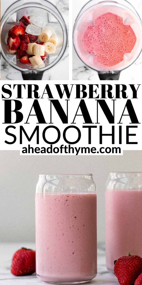 Smoothies Vegan, Blender Smoothie, Smoothie Recipes Strawberry, Best Smoothie, Refreshing Snacks, Banana Smoothie Recipe, Healthy Strawberry, Smoothie Drink Recipes, Strawberry Banana Smoothie