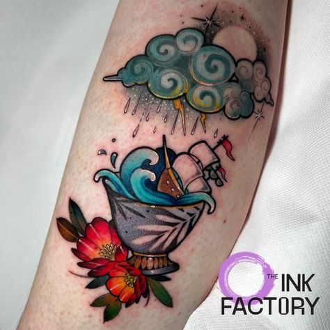 Terrific Tali creating a storm in a tea cup! Be sure to check out her talent @talimanriqueztattoo  Drop us a DM to get booked in with her!  #TheInkFactory #DublinTattoo #TeaCupTattoo #StormTattoo #Inked #ColourTattoo #Tattooed Teardrop Tattoo, Tea Cup Drawing, Phoenix Tattoo For Men, Teacup Tattoo, Storm Tattoo, Nurse Cartoon, Storm In A Teacup, Cup Tattoo, Ink Therapy