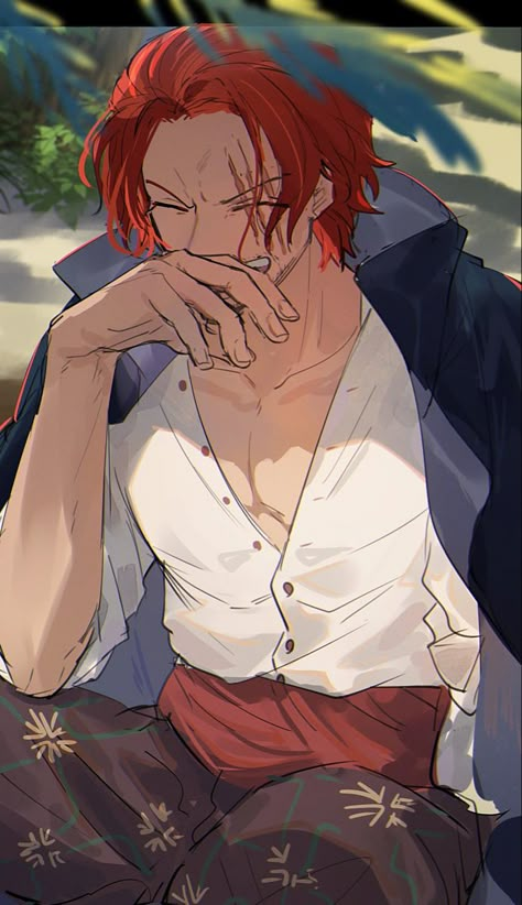 Shanks One Piece Shanks Fanart, Buggy Shanks, Red Hair Shanks, Shanks One Piece, One Piece Men, One Piece Man, One Piece Art, One Piece Drawing, One Piece Images