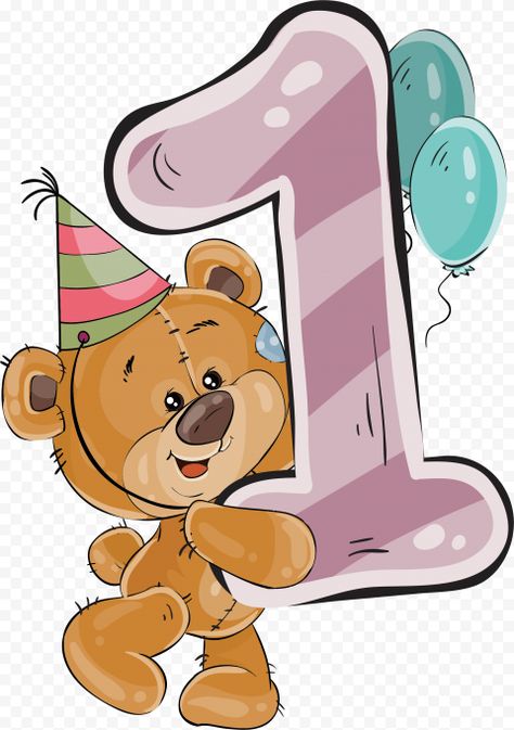 Happy 1st Birthday Wishes, Teddy Bear With Balloons, Birthday Teddy Bear, Bear With Balloons, 1st Birthday Wishes, Balloons Happy Birthday, Happy Birthday Kids, Baby Month Stickers, Birthday Illustration