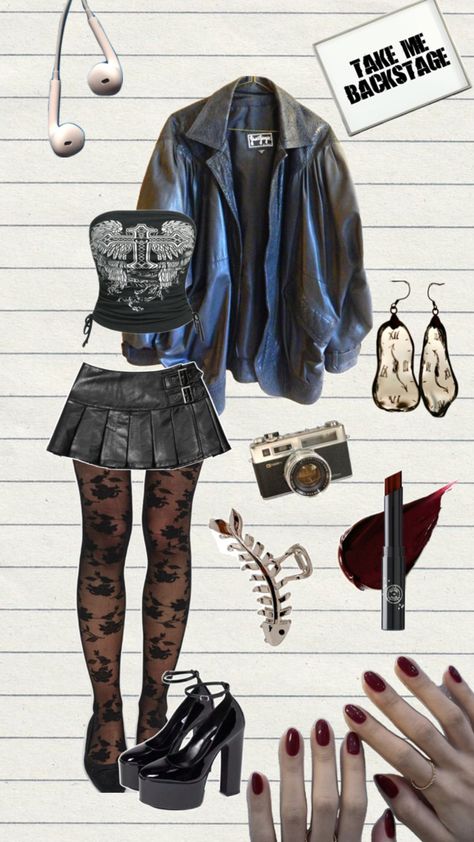 alt,rock and roll,outfit Rock And Roll Outfits Women, Rock And Roll Aesthetic Outfit, Rock Star Outfit Women, Rock Star Girlfriend, 80s Inspired Outfits, Rock Star Outfit, Rocker Outfit, Rock And Roll Fashion, Alt Rock