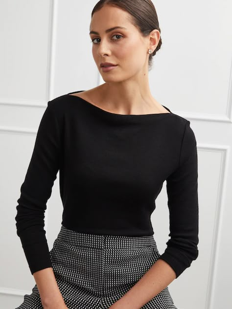 Boat Neck Shirts For Women, Boatneck Tops For Women, Boat Neck Tops For Women, Black Boatneck Top, Black Boat Neck Top, Boat Neckline Top, Bateau Neckline Top, Boat Neck Top Outfits, Boat Neck Outfit