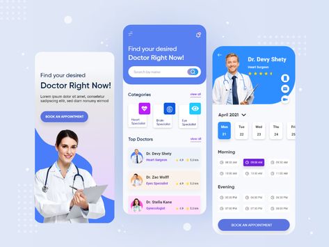 Exploring Doctor Appointment Mobile Apps on Behance Mobile App Design Templates, Schedule App, Doctor App, Profile App, Desain Ux, Health App Design, Student Apps, Interactive Web Design, Module Design