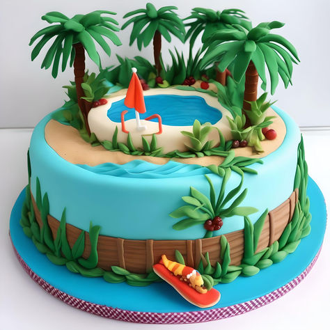 Pool Party Cake, Pool Party Cakes, Crazy Cake, Crazy Cakes, Fake Bake, Pretty Birthday Cakes, Theme Cake, Cakes For Boys, Party Cake