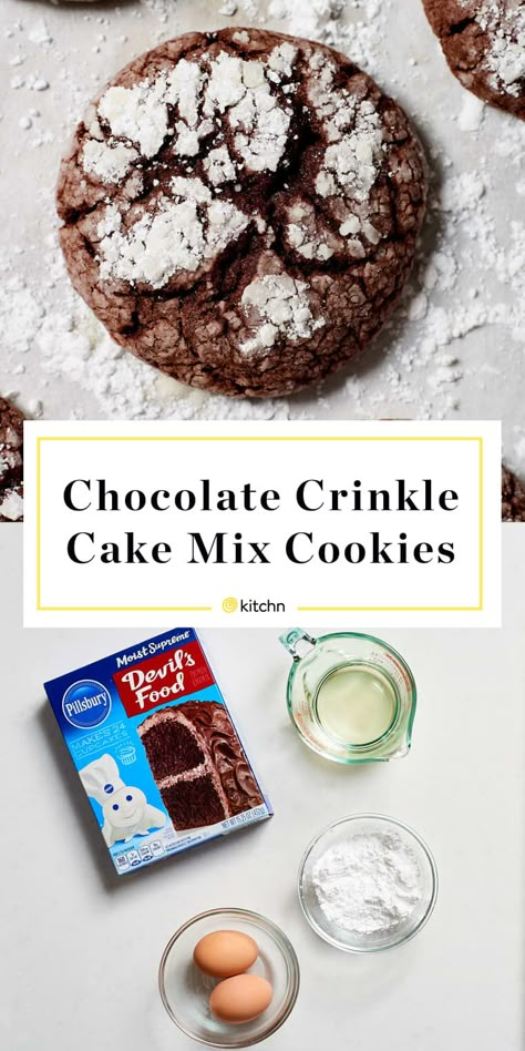 Cookies Cake Mix Recipes, Crinkle Cake Mix Cookies, Crinkle Cake, Vegetarian Chocolate Cake, Chocolate Cake Mix Cookies, Chocolate Crinkle, Cake Mixes, Cake Mix Cookie Recipes, Chocolate Crinkle Cookies