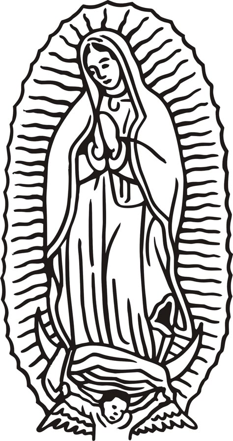 Virgen De Guadalupe Coloring Page Den Mrtvých, Mary Tattoo, Virgin Mary Art, Virgin Of Guadalupe, Chicano Drawings, Our Lady Of Guadalupe, The Virgin Mary, Lady Of Guadalupe, Chicano Art