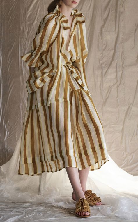 Lee Mathews Chic Pattern, Traditional Fashion, Patchwork Dress, Stripe Skirt, Striped Linen, Contemporary Fashion, The Chic, Moda Operandi, Dress Patterns