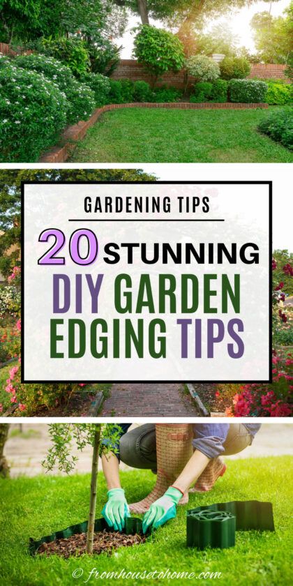 To make your garden look its best, try one of these lawn edging ideas that will keep the grass from growing into your flower beds. Ideas For Flower Beds, Border Edging Ideas, Lawn Edging Ideas, Wood Garden Edging, Stone Flower Beds, Grass Edging, Garden Patios, Lawn Borders, Brick Garden Edging