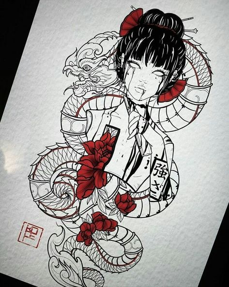 Tato Geisha, Serpent Dragon, Geisha Tattoo Design, Geisha Tattoo, Japan Tattoo Design, Dragon Tattoo Designs, Style Tattoo, Japanese Tattoo Designs, Minimalist Tattoos