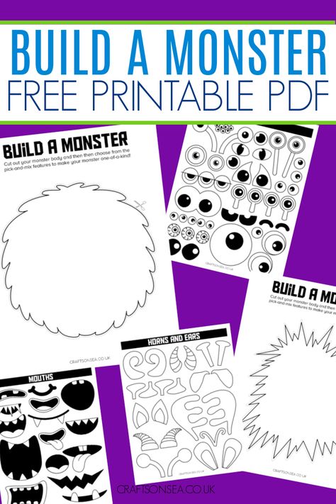 Build A Monster Printable Craft: 22 Free Pages Monster Template, Build A Monster, Monster Printable, Make Your Own Monster, Monster Activities, Halloween Crafts Preschool, Monster Craft, Free Printable Crafts, Monster Crafts