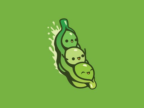 Peapods smile joyful cute illustration logo branding green character mascot outline cartoon brand peapods peas fun Peapod Tattoo, Three Peas In A Pod, The Antichrist, Green Characters, Art Mignon, Peas In A Pod, 캐릭터 드로잉, Kawaii Cartoon, Mascot Logo