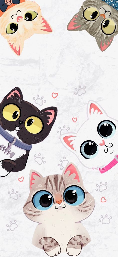 Cute Cat Background Wallpapers, Rainbow Cat Wallpaper, 5 Cats Together, Cat Background Wallpapers, Animated Cat Wallpaper, Kawaii Ipad Wallpaper, Kawaii Cat Wallpaper, Pretty Iphone Wallpaper, Cats Wallpaper Iphone