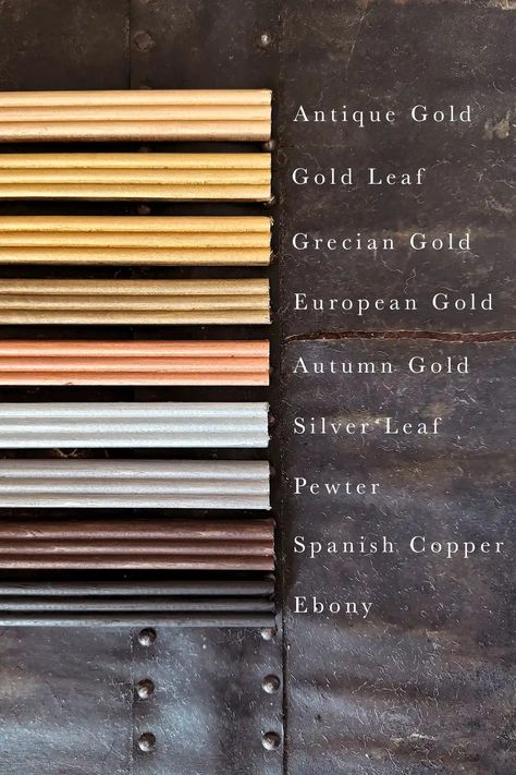 Comparing the different Rub N Buff colors and creating a color chart to help choose the best gold, silver, ebony, or copper shade for your project. Rub And Buff Colors, Rub N Buff Colors, Copper Paint Colors, Gold Rub N Buff, Rub And Buff, Rub N Buff, Mirror Makeover, Copper Paint, Vintage Trunks