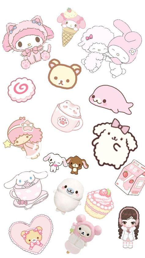 Crafts To Do When Your Bored, Pink Stickers, Iphone Stickers, Soft Pink Theme, Scrapbook Printing, Stickers Kawaii, Keramik Design, Scrapbook Stickers Printable, Sanrio Wallpaper