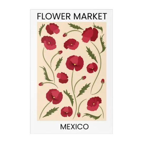 Flower Market Mexico Acrylic Print | Zazzle.com Flower Market Poster Aesthetic, Flower Market Poster Wallpaper, Pretty Posters, Green Flower Market Poster, Pink Flower Market Poster, Room Posters Flower Market, Printable Wall Collage, Market Poster, Flower Market Poster