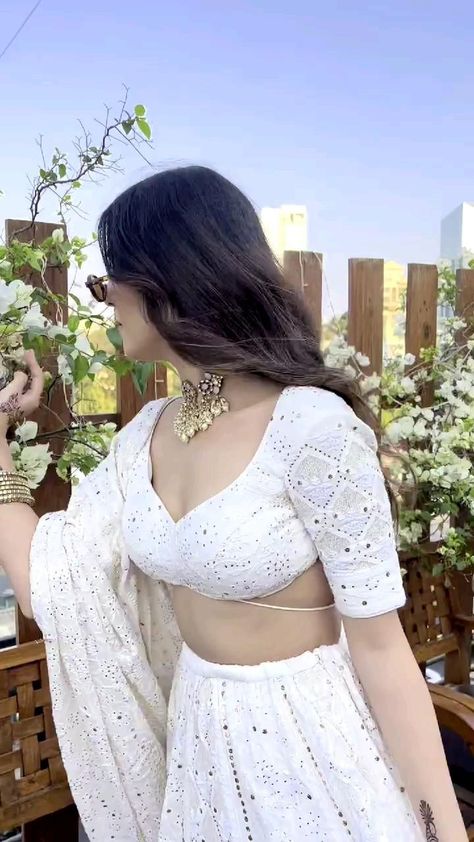 White Lehenga for brother roka day 🤍❤️ in 2022 | Stylish gown, Gorgeous women hot, Engagement dress for bride White Saree Blouse Design, Engagement Dress For Bride, Dress For Bride, Stylish Gown, Simple Lehenga, White Lehenga, Indian Outfits Lehenga, Wedding Lehenga Designs, Lehenga Designs Simple