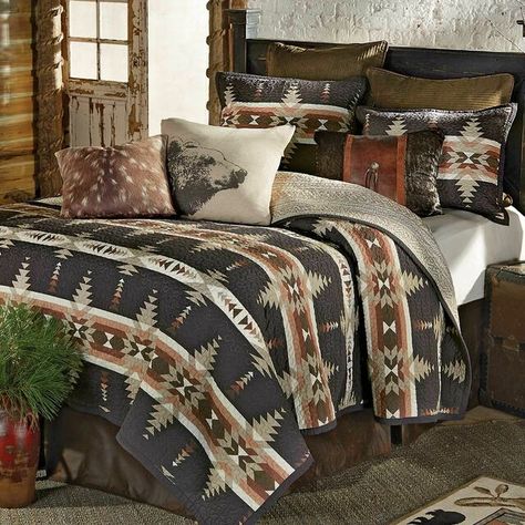 Durango Canyon Quilt Set - Twin Southwestern Bedding, Rustic Bedding Sets, Lodge Bedding, Lodge Look, Western Bedding, Western Bedroom, Black Forest Decor, Full Bedding Sets, Forest Decor