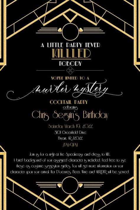 Speakeasy Invitations, Mafia Theme Party, Gatsby Party Invitations, Great Gatsby Invitation, Mafia Party, 40th Birthday Themes, Bday Party Invitations, Speakeasy Party, Harlem Nights