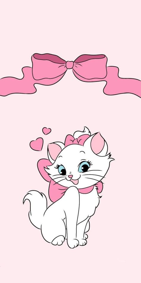 Marie Cat Aesthetic Wallpaper, Disney Cats Wallpaper, Cartoon Pink Wallpaper, Marie Cat Wallpapers, Pink Cat Wallpaper, Pink Kitty Wallpaper, Marie Aesthetic, Marie Wallpaper, Marie The Cat