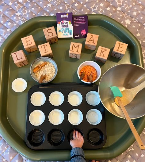 Autumnal Cupcakes 🧡 This fun activity captivated my little one for the entire afternoon. He found joy in mixing the lentils and couscous together and carefully transferring the colourful mixture into cupcake cases and mixing bowls. The idea came from the @mmtplay 1+ play cards (Code Bambinos or use link in BIO) Earthy Green Tray - @cosydirect Wooden Blocks & Play Mat- @little_stories_uk (discount code BAMBINOS10) #autumnal #playideasfortoddler #autumnplay #playcards #toddlerplay Autumnal Cupcakes, Tuff Tray Ideas, Play Cards, Block Play, Tuff Tray, Cupcake Cases, Tray Ideas, Earthy Green, First Kitchen