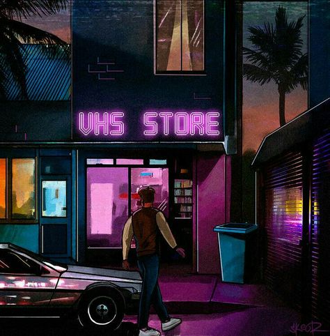 VHS Store - Hotline Miami Kawaii Vaporwave, Hotline Miami, Futurisme Retro, Neon Noir, Vaporwave Art, Wallpaper Retro, Arte 8 Bits, New Retro Wave, 80s Vibes