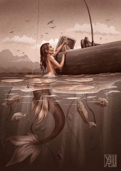 ArtStation - Mermay Day 29: Kleptomaniac, Yasushi Matsuoka Shipwreck Mermaid, Realistic Mermaid, Mermaid Illustration, Mermaid Cove, Fantasy Mermaids, Mermaid Swimming, Water Nymphs, Mermaid Lover, Mermaids And Mermen