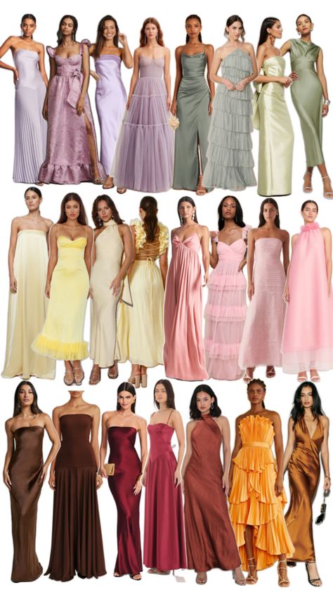 Bridesmaid Color Palette, Wedding Dress Code, Dress Code Outfits, S Wedding Dress, Brown Bridesmaid Dresses, Modern Bridesmaid, Formal Wedding Guest Dress, Formal Wedding Guests, Rent Dresses