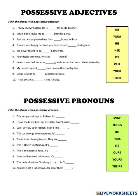 Possesive Adjective 's Worksheet, Possessive Pronouns Worksheet Grade 2, Adjective Pronouns Worksheet, Possessive Adjectives Worksheets Grammar, Possesive Pronounce Worksheets, Posessive Pronouns, Possessive Adjectives Worksheets, Possessive Pronouns Activities, Possessive Pronouns Worksheet