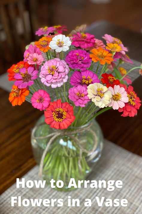 Zinnias In Vase, Flower Arrangements Zinnias, Zinnia Flower Arrangements Vase, How To Cut Flowers For A Vase, Yellow And Orange Flower Arrangements, Zinnia Bouquet Mason Jars, Zinnia Flower Bouquet, Sunflower And Zinnia Arrangements, Zinnias Bouquet