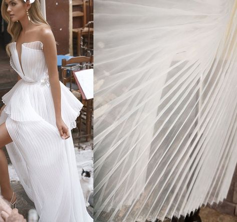 Pleated Wedding Dresses, Wedding Dress Fashion, Pleated Tulle Skirt, Fabric Tutu, Haute Couture Fabric, Tule Rok, Designer Skirt, Pleated Tulle, Panel Fabric