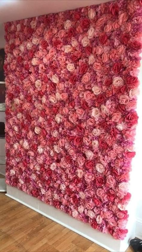 Flower Wall Vanity, Faux Flower Wall Diy, Flower Wall For Bedroom, Flower Wall In Bedroom, Flower Wall Office, Flower Wall Bedroom, Accent Wall Pink, Floral Wall Installation, Lash Room Ideas