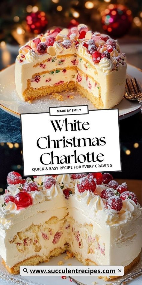 Experience the magic of Christmas in this elegant charlotte, filled with velvety white chocolate cream and crowned with seasonal flavors. Pretty Holiday Desserts, Christmas Dessert Recipes Fancy, Christmas Deserts Elegant, Elegant Christmas Desserts, Elegant Christmas Dessert, Charlotte Recipe, Recovery Recipes, Christmas Pavlova, White Chocolate Cream