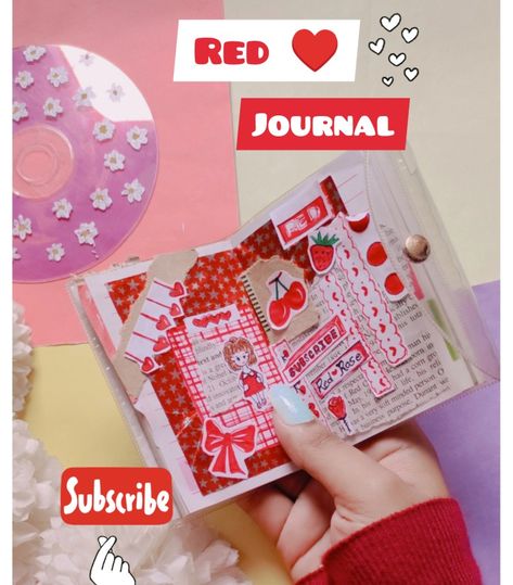 Red Theme Journal, Red Theme Aesthetic, Colour Journal, Small Diary, Theme Journal, Red Journal, Mini Art Journal, Book Art Projects, Birthday Presents For Friends