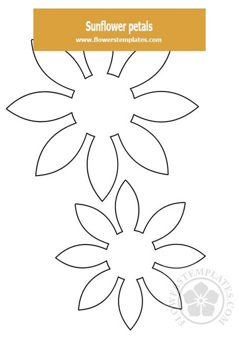 Printable Free Paper Flower Petal Templates ~ Addictionary Sunflower Paper Flowers, Sunflower Paper Craft, Flower Templates Printable Free, Paper Flower Printable Templates, Christmas Diy Sewing, Free Paper Flower Templates, Sunflower Template, Giant Paper Flowers Template, Flower Petal Template