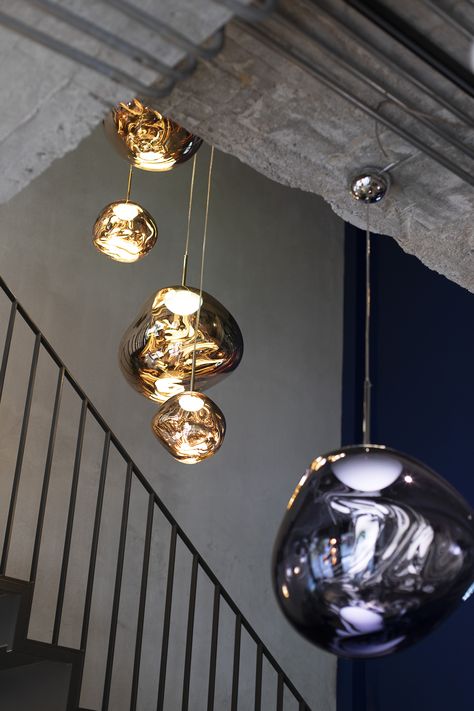 Trending Interior Design, Tom Dixon Melt, Furniture Remodel, Lighting Chandelier, Glass Effect, Round Chandelier, Light Sculpture, Beautiful Mirrors, Tom Dixon