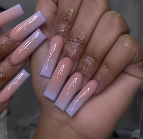 Purple Ombre Acrylic Nails, Long Nails Purple, Nails Acrylic Ombre, Birthday Nail Set Ideas, Nail Set Ideas, Birthday Nail Set, Acrylic Ombre, 4a Natural Hair, Birthday Nail