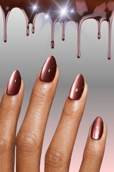 Get that sleek, futuristic look with these stunning reddish chrome nails! ✨🔥 The perfect blend of metallic shine and bold color, this chromatic manicure adds a touch of edgy elegance to any style. Whether you're going for a bold statement or a subtle shimmer, these nails are sure to turn heads! #ChromeNails # #MetallicNails #nailart Dusty Rose Chrome Nails, Mauve Chrome Nails, Chromatic Nails, Aura Nails, Edgy Elegance, Nail Colours, Metallic Nails, Bold Color, Chrome Nails