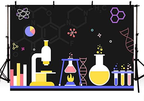 Science Party Decorations, Candy Photography, Mad Scientist Party, Photo Studio Background, Creative Backdrops, Background Birthday, Science Birthday, Birthday Party Background, School Poster