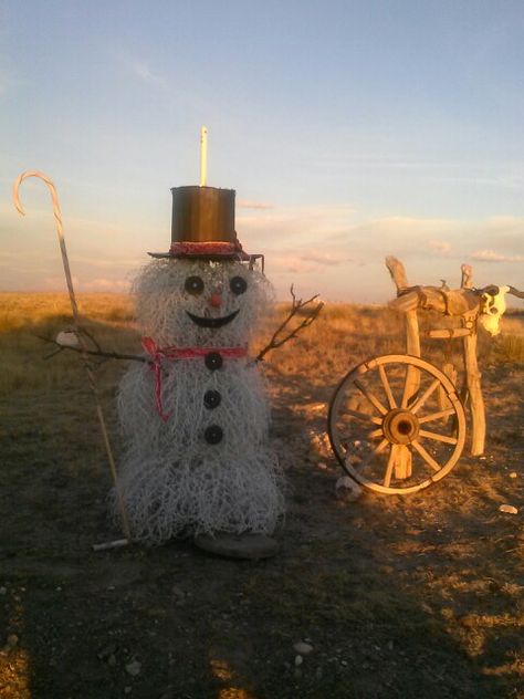 Tumbleweed Snowman, Arizona Christmas, Winter Funny, Party 2023, Family Fun Night, Desert Life, 2022 Christmas, Christmas Yard, Western Christmas