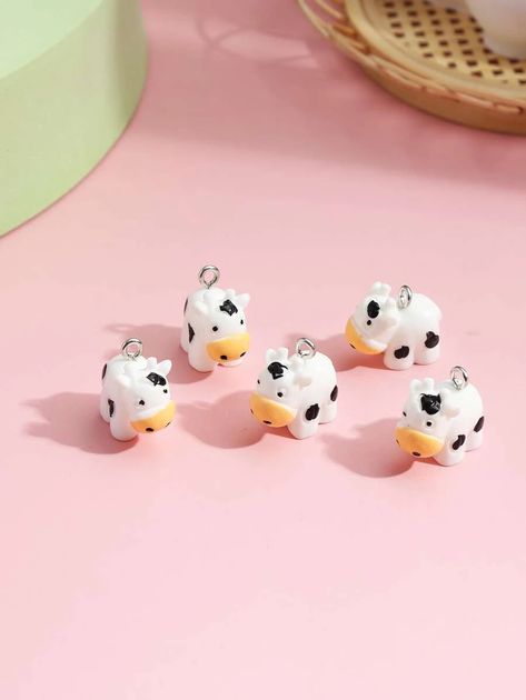 5pcs Cow DIY Charm | SHEIN USA Cow Diy, Sweet Cow, Marceline And Bubblegum, Farm Cow, Jewelry Making Earrings, Diy Clay Crafts, Resin Charms, Diy Keychain, Diy Phone