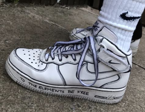 Cartoon style Nike Air Force 1. Shakespeare Tempest quote. Custom trainers, streetwear. Custom Air Force 1 High Tops, Costume Air Force, Air Force Costume, Hd Wallpaper Marvel, Shakespeare Tempest, Custom Trainers, Nike Cartoon, Wallpaper Marvel, Tech Clothing