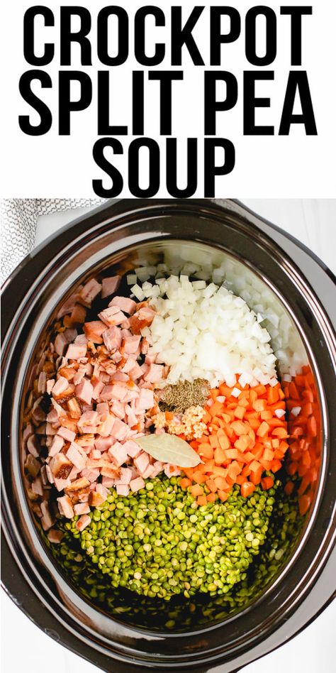 Split Pea Slow Cooker, Split Pea Lentil Ham Soup, Recipes Using Split Peas, Ham And Lentil Soup Crockpot, Split Pea And Ham Soup Crock Pot, Crockpot Split Pea And Ham Soup, Pea Soup Crockpot, Crockpot Soups And Stews, Crockpot Split Pea Soup