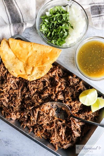 Dutch Oven Barbacoa – Marisol Cooks Dutch Oven Carne Asada, Dutch Oven Pulled Beef, Oven Barbacoa Beef, Dutch Oven Mexican Beef, Dutch Oven Taco Meat, Barbacoa Dutch Oven Recipe, Shredded Beef Tacos Dutch Oven, Dutch Oven Shredded Beef, Dutch Oven Tacos