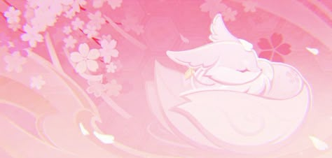 Pink Anime Wallpaper Laptop, Pink Anime Header, Yae Miko Ipad Wallpaper, Yae Miko Header, Yae Miko Friendship Card, Yae Miko Twitter Header, Pink Anime Wallpaper Desktop, Genshin Namecards, Yae Miko Name Card