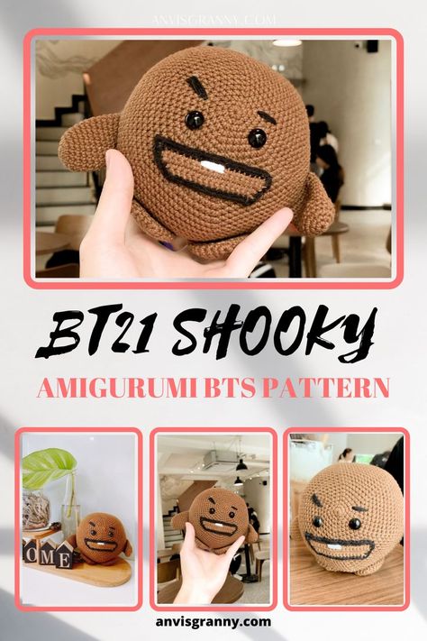 Crochet BT21 Shooky amigurumi free pattern (BTS SUGA) amigurumi toy today with the easy-to-follow crochet pattern for beginners. You can absolutely DIY your favorite KPop idol with this easy amigurumi Shooky BT21 pattern with step-by-step instructions and a photos tutorial. on anvisgranny.com #bt21amigurumi. This crochet Shooky BT21 pattern is the bigger version than the already released version on my website. amigurumi bt21 pattern amigurumi suga amigurumi shooky bt21 amigurumi bt21 Bt21 Pattern, Bts Amigurumi, Easy Crochet For Beginners, Shooky Bt21, Easy Amigurumi Pattern, Easy Crochet Stitches, How To Make Toys, Crochet Patterns For Beginners, Amigurumi Free